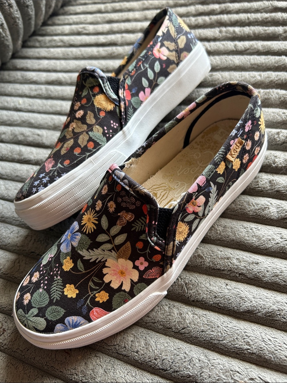 Keds x Rifle Paper Co. Slip-On Sneakers Double Decker Size 6.5 Floral Canvas